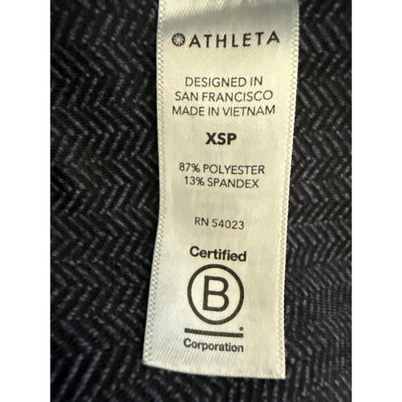 Athleta Delancey Herringbone Tight Blue Black Zip Pockets XSP - Picture 7 of 8